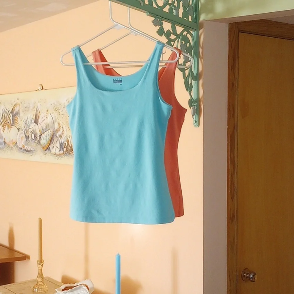 Tank Tops Aqua, Peach Medium - Picture 2 of 7